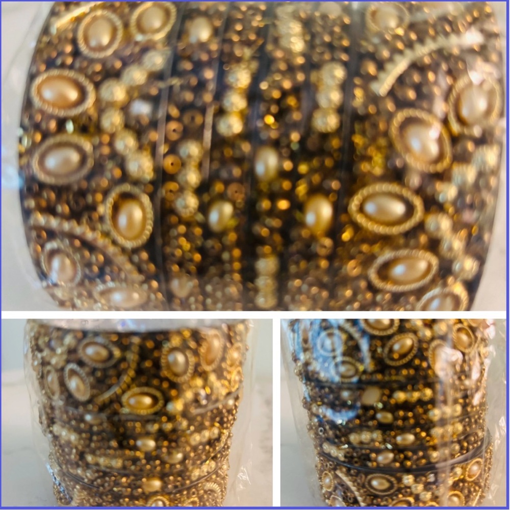 Gold and Brown Beaded Bangles! 2.5 inches circumference